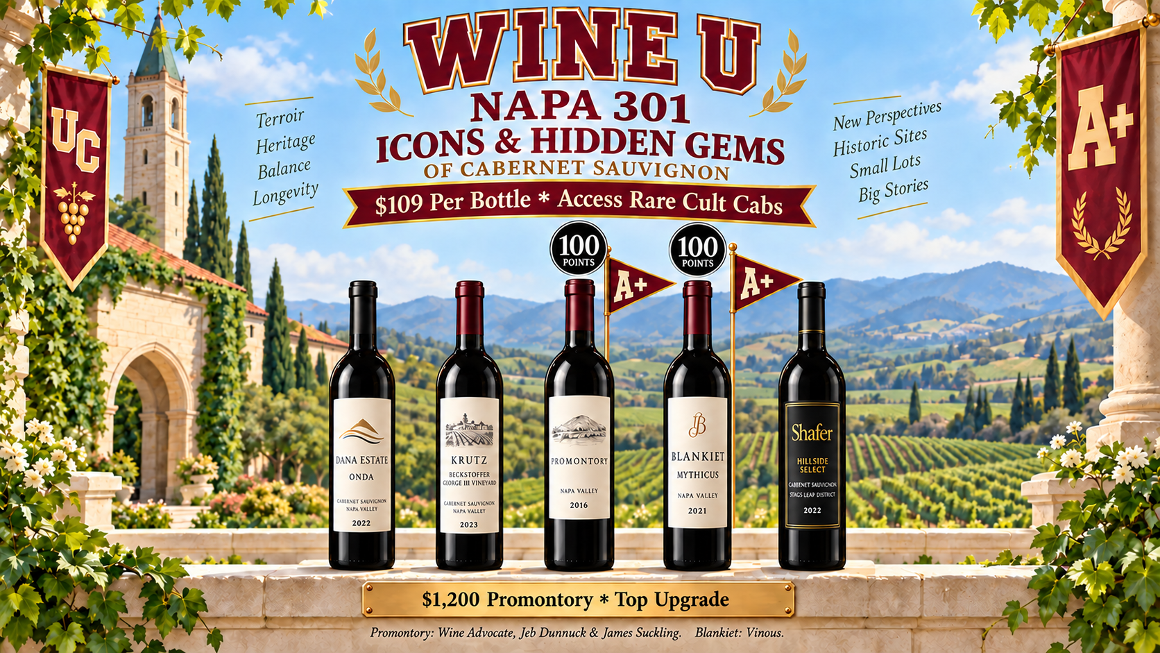 NAPA 301: Napa Cabernet Luxury ft 100 pt Promontory, Shafer, and More!