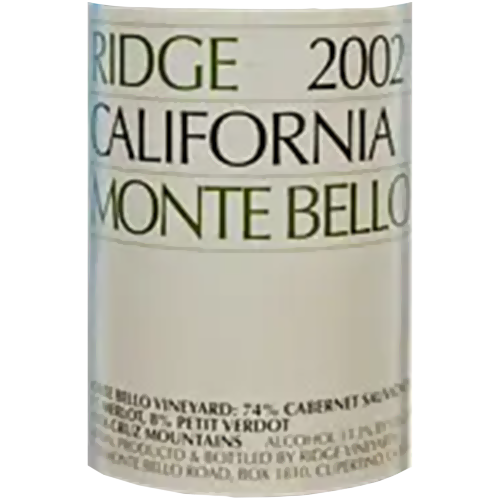 2002 Ridge Monte Bello Santa Cruz Mountains Bordeaux Blend Left Bank 1500ML