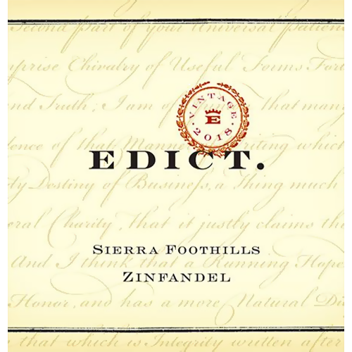 2018 Edict Wines Sierra Foothills Zinfandel 750ML