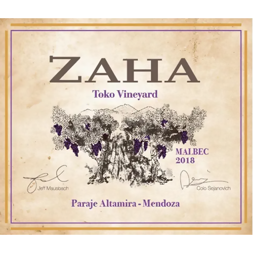 2018 Zaha Toko Vineyard Mendoza Malbec 750ML