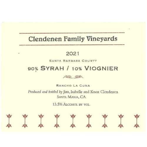 2021 Au Bon Climat Clendenen Family Vineyards Syrah/Viognier, Rancho La Cuna, Santa Barbara County 750ML