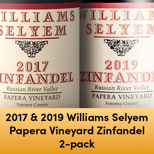 2017/2019 Williams Selyem "Papera Vineyard" Russian River Valley Zinfandel 2-pack bundle 750ML