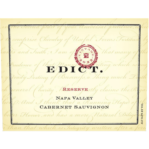 2022 Edict Reserve Cabernet Sauvignon Napa Valley 750ML