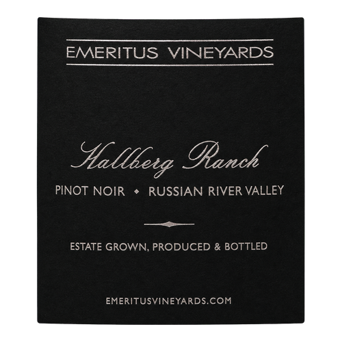 2021 Emeritus Vineyards Hallberg Ranch Pinot Noir, Russian River Valley 750ML (93 Points - Decanter) label