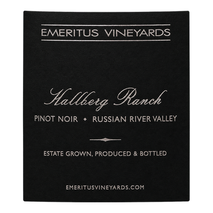 2021 Emeritus Vineyards Hallberg Ranch Pinot Noir, Russian River Valley 750ML (93 Points - Decanter) label