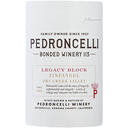 2022 Pedroncelli Legacy Block Zinfandel 750ML