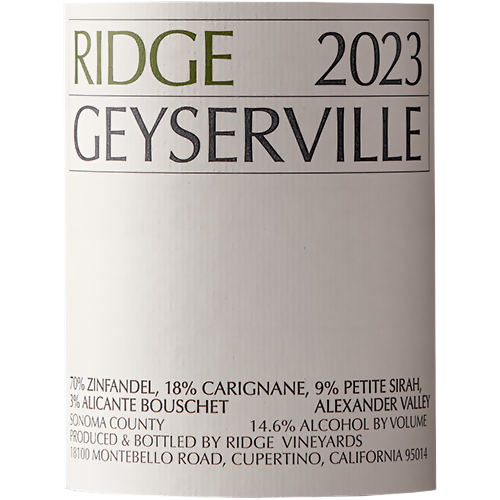 2023 Ridge Geyserville Zinfandel 750ML (96 Points - Wilfred Wont, 94 Points - Wine Spectator)