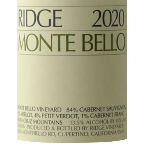 2020 Ridge Monte Bello Santa Cruz Mountains Red Blend 750ML