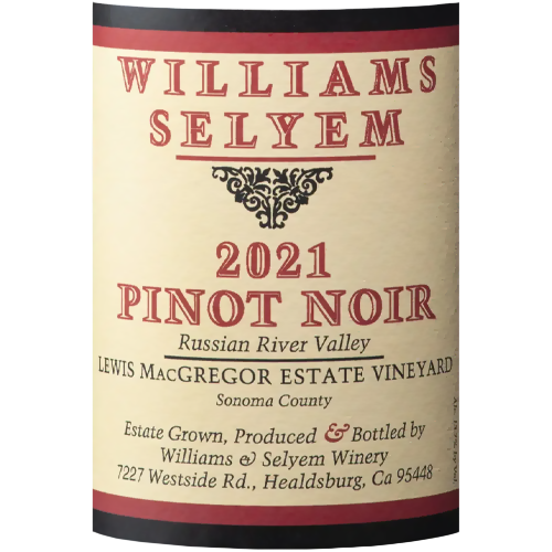 2021 Williams Selyem Lewis MacGregor Estate Pinot Noir, Russian River Valley 750ML